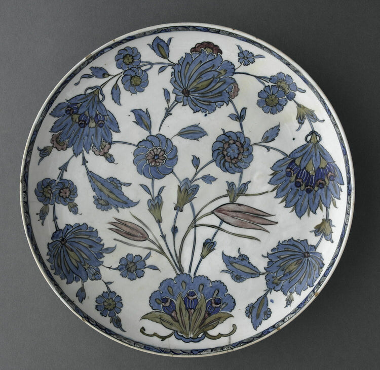 Louvre Müzesi Şam İşi Desenli İznik Çinisi Tabak Replikası