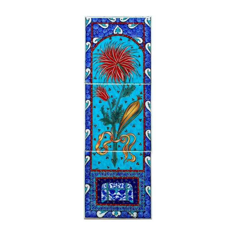 Ali Üsküdar Flower Design İznik Tile Panel No:4