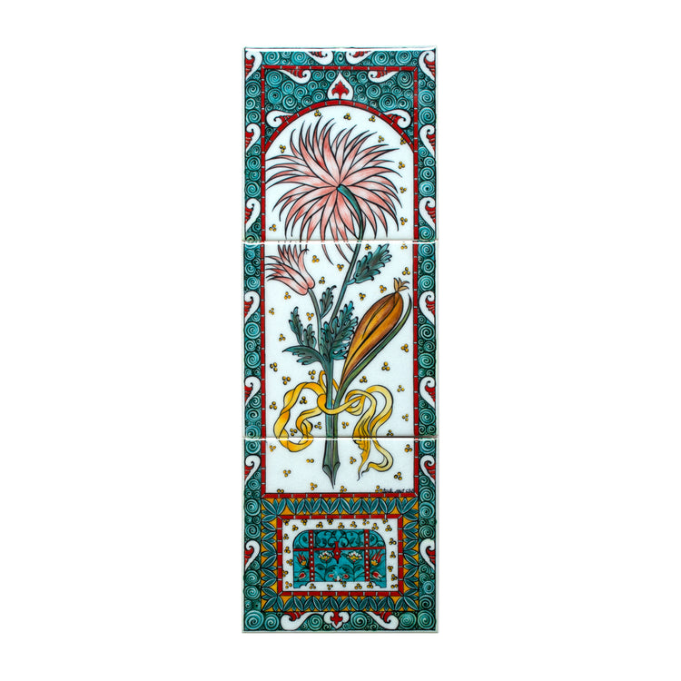 Ali Üsküdar Flower Design İznik Tile Panel No:4