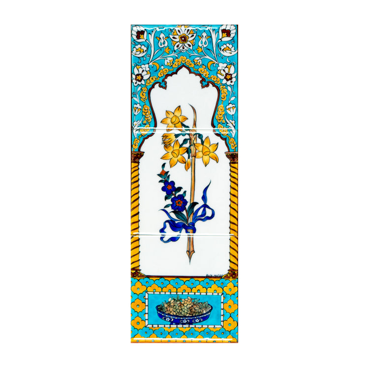 Ali Üsküdar Narcissus Design İznik Tile Panel No:2