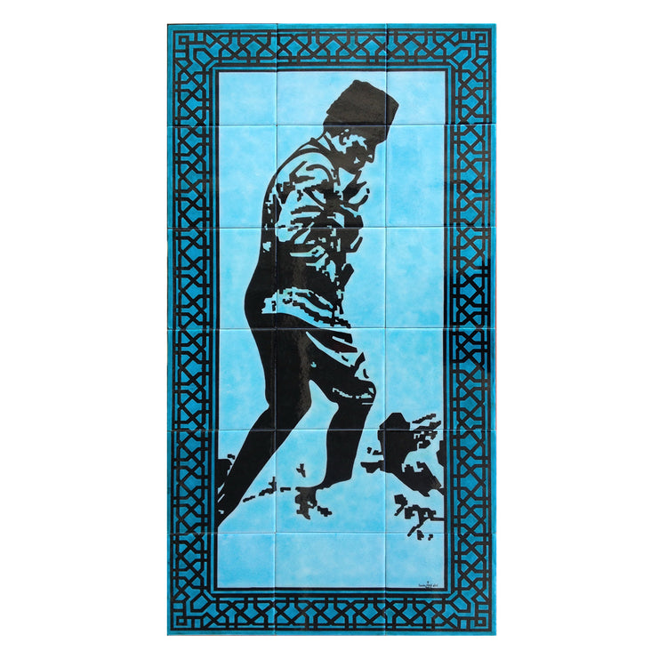 Atatürk Kocatepe Silhouette Patterned Iznik Tile Panel