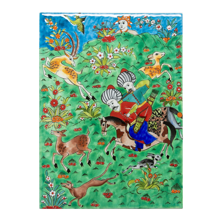 Hunting Scene İznik Tile Panel - 2