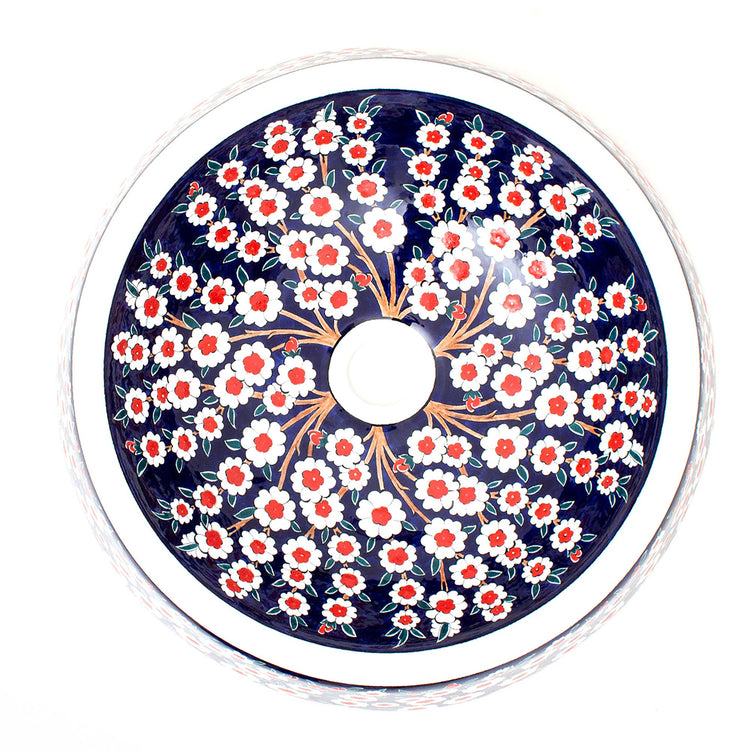 Iznik Tile Sink with Bahar Branch Pattern
