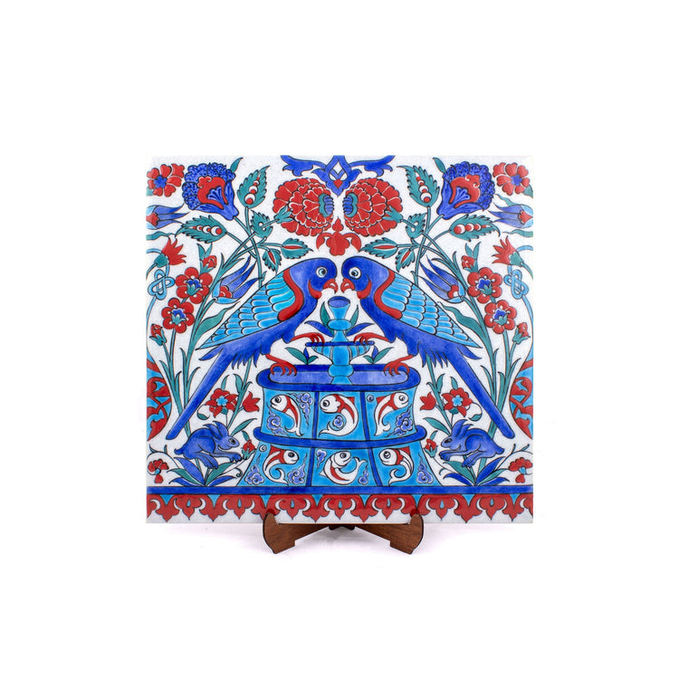Iznik Tile with Two Birds Pattern at the Head of Çeşme