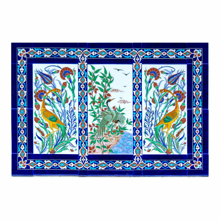 Iznik Tile Panel with Bird Patterns from Nature
