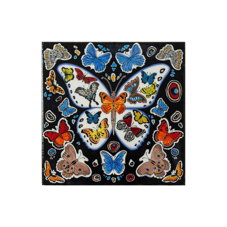 Butterfly Pattern Single Piece Iznik Tile