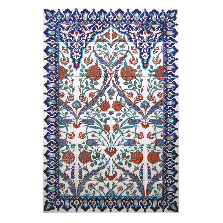 Naturalist Iznik Tile Panel with Tulips and Carnations