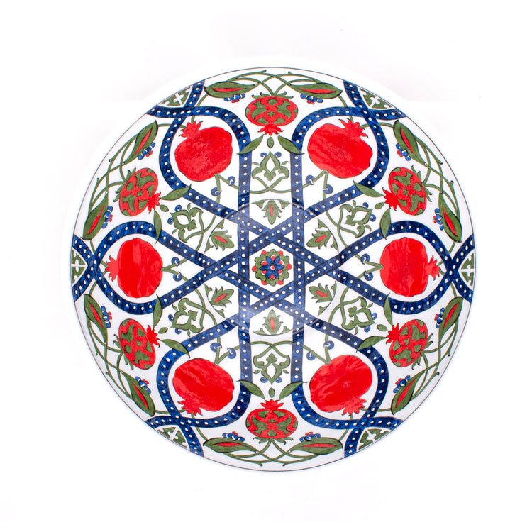 Nar Desenli İznik Çinisi Ayaksız Kase