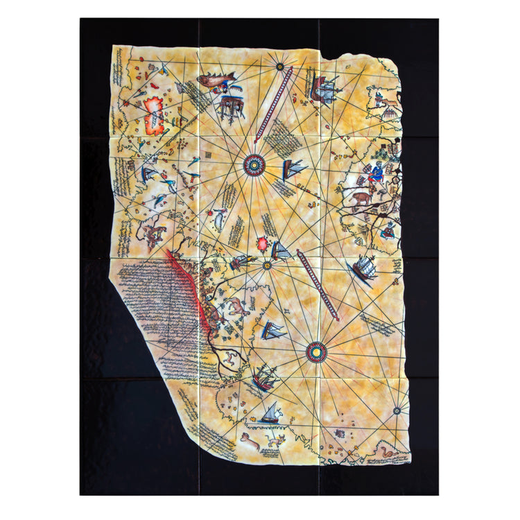 Iznik Tile Panel with Piri Reis Map Design
