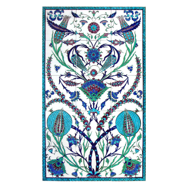 Damascus Patterned Iznik Tile Panel