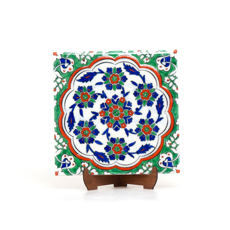 Christie's Collection Green and Blue Flower Cycle Iznik Tile