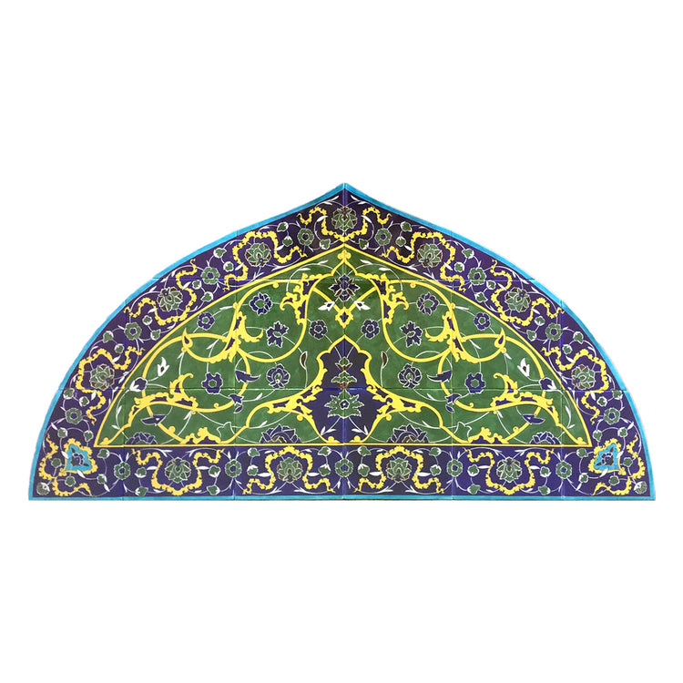 Green Background Rumi Frontal İznik Tile Panel