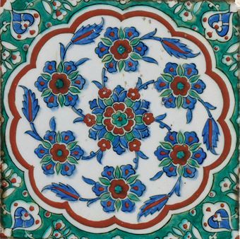 Christie's Collection Green and Blue Flower Cycle Iznik Tile