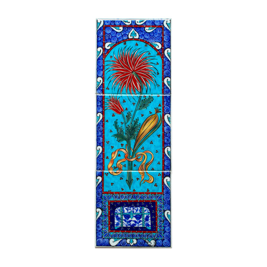 Ali Üsküdar Flower Design İznik Tile Panel No:4