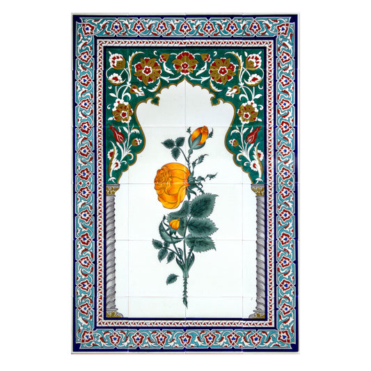Ali Üsküdar Rose Design İznik Tile Panel