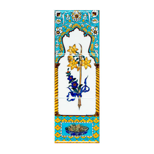 Ali Üsküdar Narcissus Design İznik Tile Panel No:2