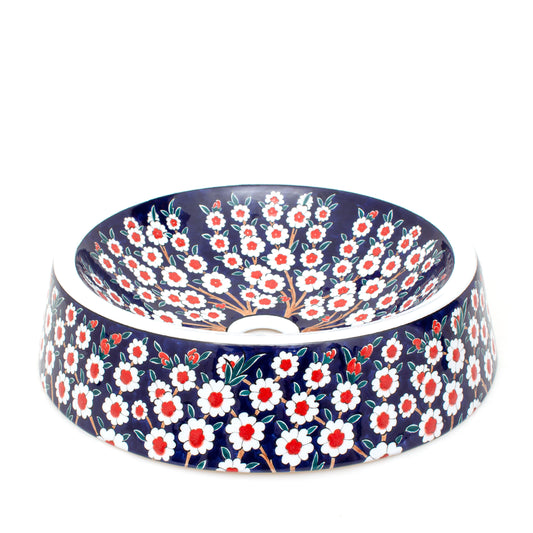 Bahar Dalı Desenli İznik Çinisi Lavabo