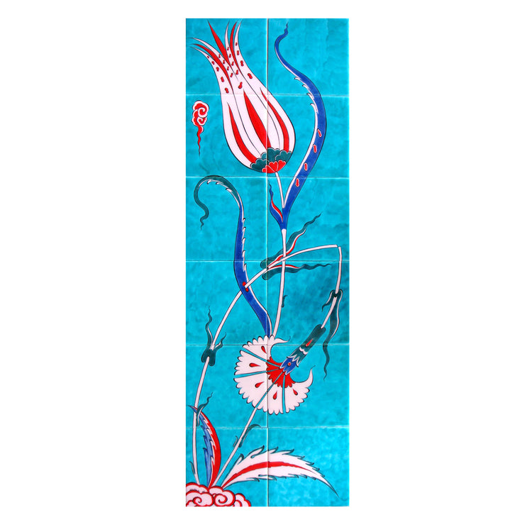 White Tulip and Carnation İznik Tile Panel
