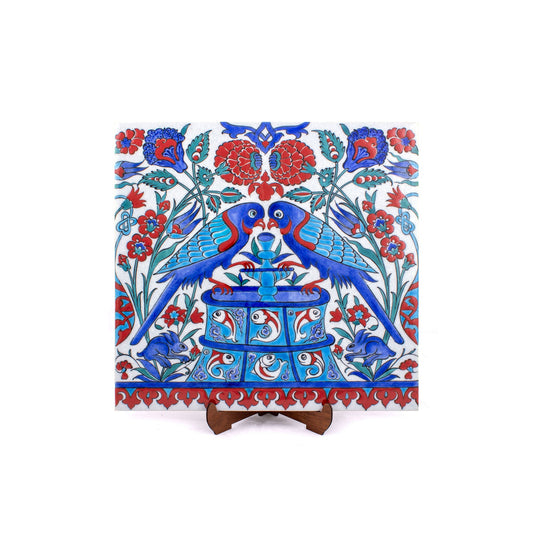 Iznik Tile with Two Birds Pattern at the Head of Çeşme