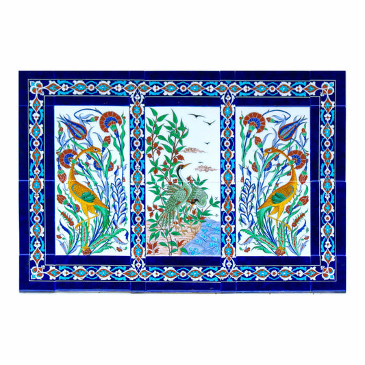 Iznik Tile Panel with Bird Patterns from Nature