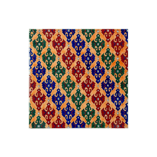 Elibelinde Kilim Desenli Tek Parça İznik Çini Karo (40x40cm)