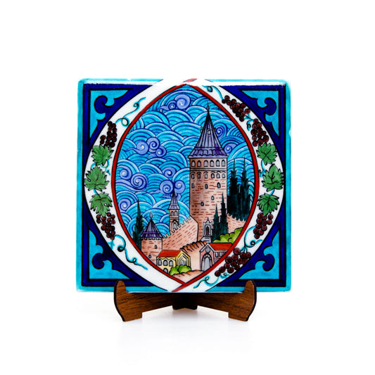 Galata Tower Patterned Iznik Tile