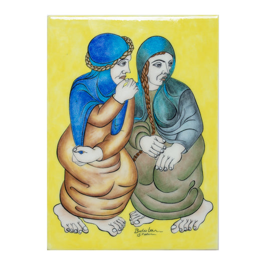 Two Women İznik Tile Panel, Painter İbrahim Balaban