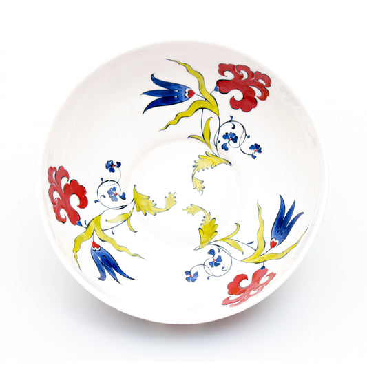 Red Lily and Blue Tulip Iznik Tile Bowl
