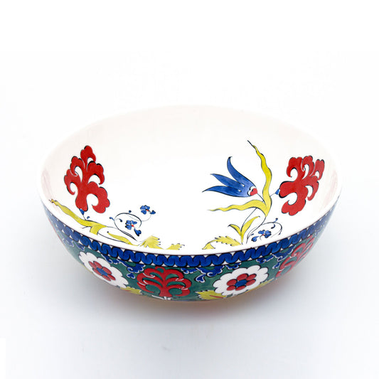Red Lily and Blue Tulip Iznik Tile Bowl