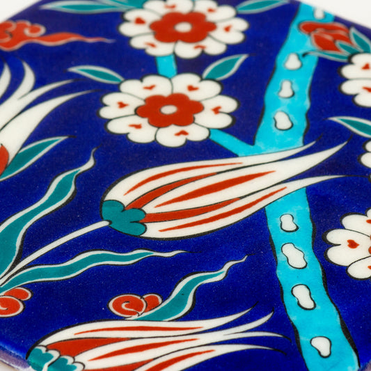 Tulip and Spring Branch Patterned Iznik Tile
