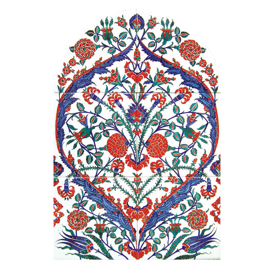 Tulip and Carnation Patterned Iznik Tile Panel