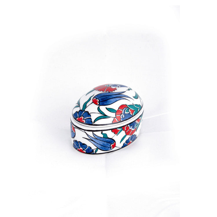 Tulip and Carnation Iznik Tile Jewelry Box