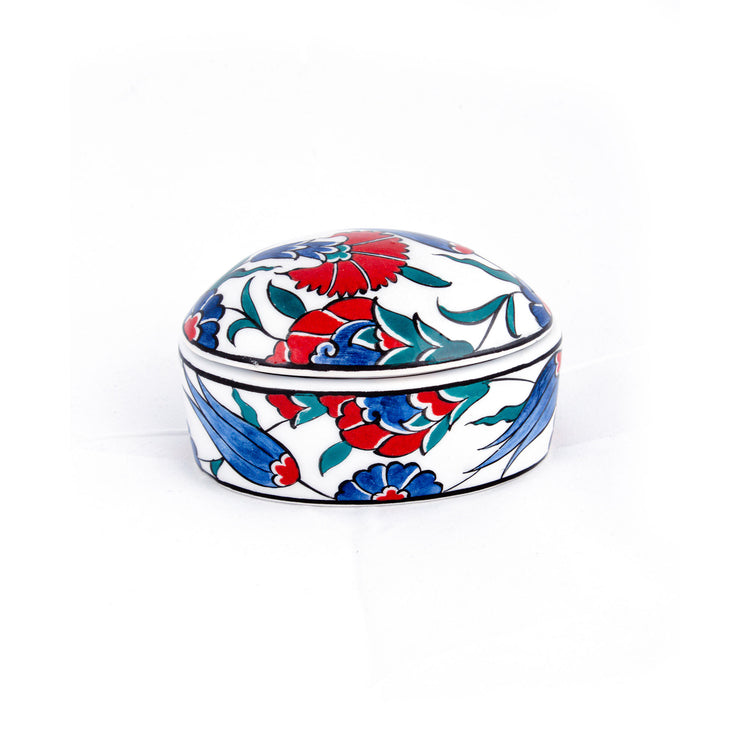 Tulip and Carnation Iznik Tile Jewelry Box