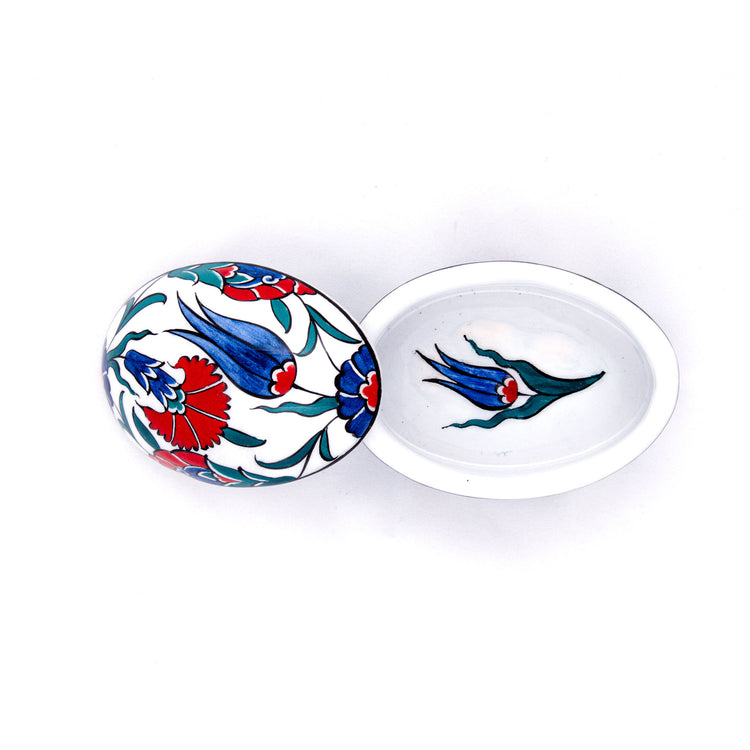 Tulip and Carnation Iznik Tile Jewelry Box