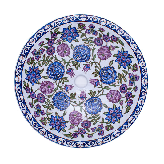 Lotus Flower Motif Iznik Tile Sink