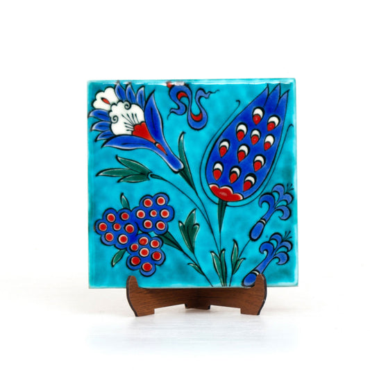 Blue Tulip Patterned Iznik Tile