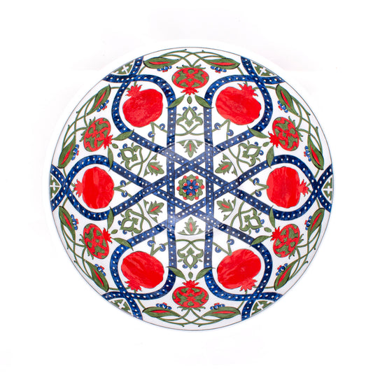 Nar Desenli İznik Çinisi Ayaksız Kase