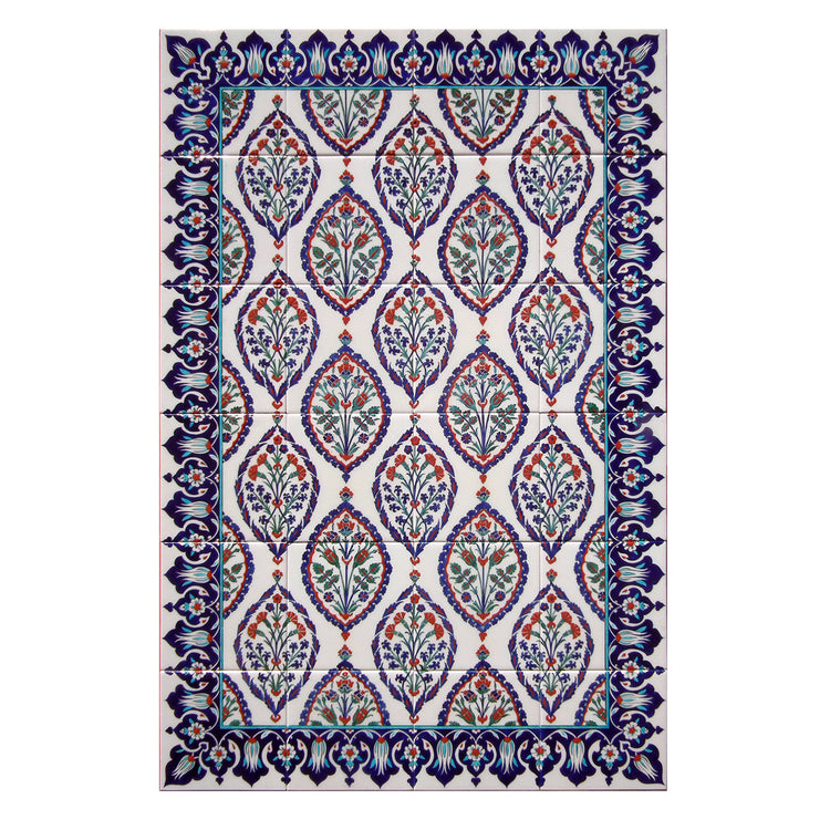 Eyüp Sultan Tomb Carnation and Hyacinth Motif İznik Tile Panel