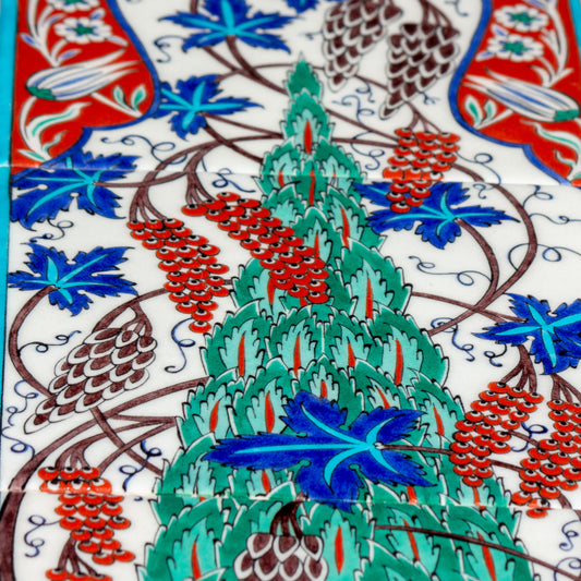 Selvi Tree and Grape Iznik Tile Panel