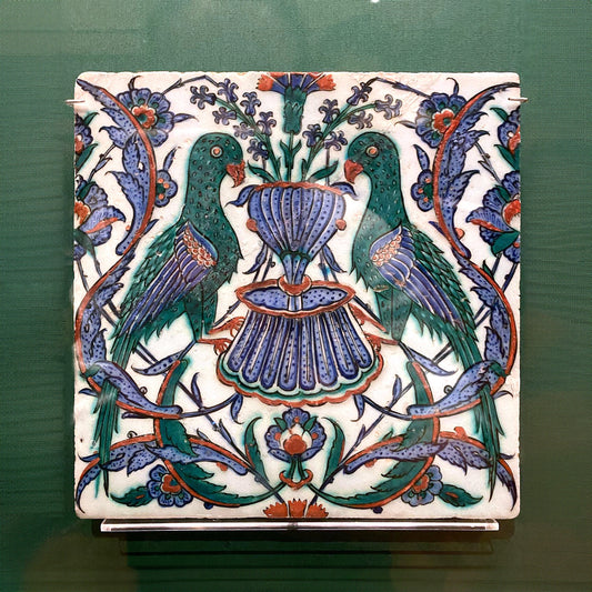 Iznik Tile with Two Birds Pattern at the Head of Çeşme