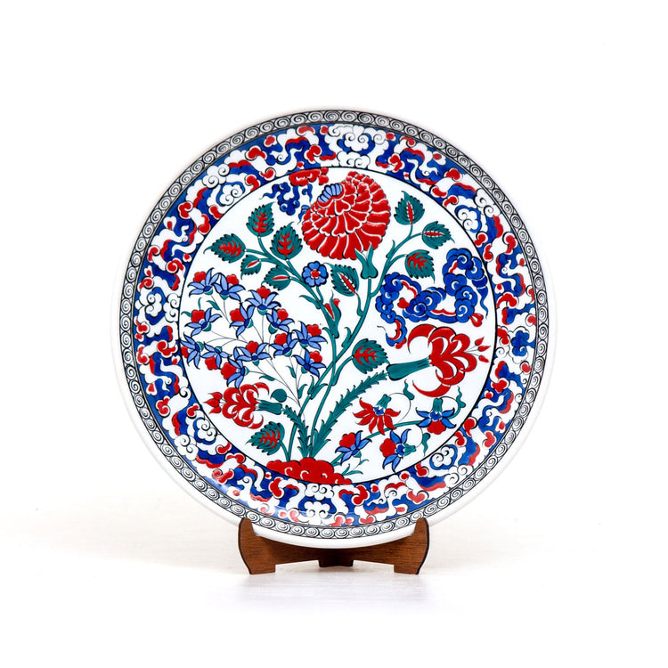 Chinese Cloud and Rose Pattern Iznik China Plate