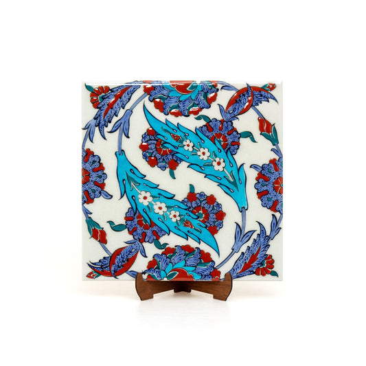 Leaf and Hatay Patterned Iznik Tile