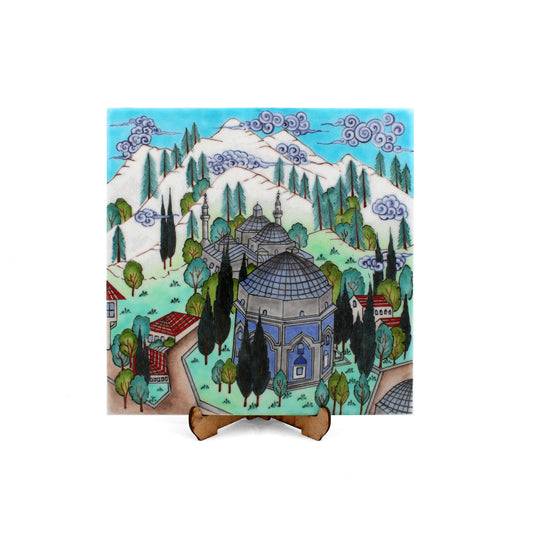 Green Tomb Patterned Iznik Tile