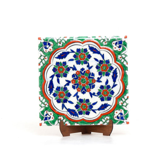 Christie's Collection Green and Blue Flower Cycle Iznik Tile